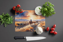 Load image into Gallery viewer, Cattle Drive at Sunset Glass Cutting Boards – Durable, Decorative Kitchen Art