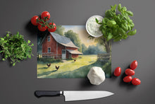 Load image into Gallery viewer, Chicken Coop at Dawn Glass Cutting Boards – Durable, Decorative Kitchen Art