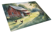 Load image into Gallery viewer, Chicken Coop at Dawn Glass Cutting Boards – Durable, Decorative Kitchen Art