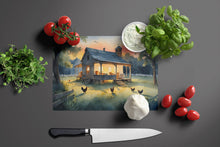 Load image into Gallery viewer, Chicken Coop at Dawn Glass Cutting Boards – Durable, Decorative Kitchen Art