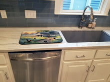 Load image into Gallery viewer, Chicken Coop at Dawn Dish Drying Mat