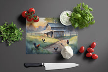 Load image into Gallery viewer, Chicken Coop at Dawn Glass Cutting Boards – Durable, Decorative Kitchen Art
