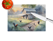 Load image into Gallery viewer, Chicken Coop at Dawn Glass Cutting Boards – Durable, Decorative Kitchen Art