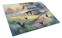 Load image into Gallery viewer, Chicken Coop at Dawn Glass Cutting Boards – Durable, Decorative Kitchen Art