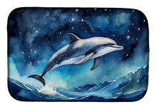 Load image into Gallery viewer, Dolphin in a Starry Sea Dish Drying Mat