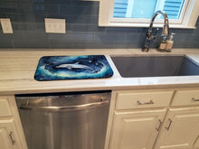 Load image into Gallery viewer, Dolphin in a Starry Sea Dish Drying Mat