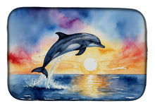 Load image into Gallery viewer, Dolphin Leaping at Sunrise Dish Drying Mat