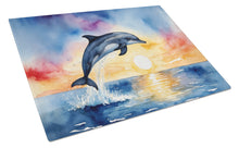 Load image into Gallery viewer, Dolphin Leaping at Sunrise Glass Cutting Boards – Durable, Decorative Kitchen Art