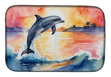 Load image into Gallery viewer, Dolphin Leaping at Sunrise Dish Drying Mat