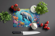 Load image into Gallery viewer, Manatee and Coral Reefs Glass Cutting Boards – Durable, Decorative Kitchen Art