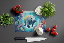 Load image into Gallery viewer, Manatee in a Dreamscape Glass Cutting Boards – Durable, Decorative Kitchen Art