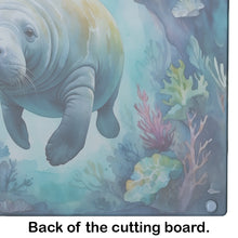 Load image into Gallery viewer, Manatee in a Dreamscape Glass Cutting Boards – Durable, Decorative Kitchen Art