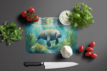 Load image into Gallery viewer, Manatee in a Seagrass Bed Glass Cutting Boards – Durable, Decorative Kitchen Art