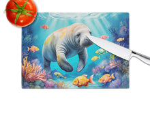 Load image into Gallery viewer, Summer Manatee Glass Cutting Boards – Durable, Decorative Kitchen Art
