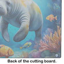 Load image into Gallery viewer, Summer Manatee Glass Cutting Boards – Durable, Decorative Kitchen Art