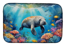 Load image into Gallery viewer, Summer Manatee Dish Drying Mat