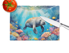 Load image into Gallery viewer, Summer Manatee Glass Cutting Boards – Durable, Decorative Kitchen Art