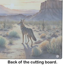 Load image into Gallery viewer, Desert Sunset Coyote Glass Cutting Boards – Durable, Decorative Kitchen Art