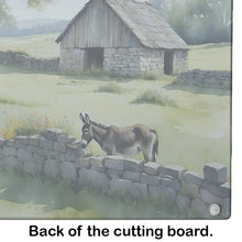 Load image into Gallery viewer, Donkey by the Stone Wall Glass Cutting Boards – Durable, Decorative Kitchen Art