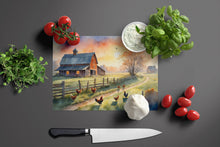 Load image into Gallery viewer, Chicken Farmyard Sunrise Glass Cutting Boards – Durable, Decorative Kitchen Art