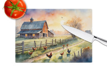 Load image into Gallery viewer, Chicken Farmyard Sunrise Glass Cutting Boards – Durable, Decorative Kitchen Art