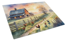 Load image into Gallery viewer, Chicken Farmyard Sunrise Glass Cutting Boards – Durable, Decorative Kitchen Art