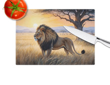 Load image into Gallery viewer, Lions at Dawn Glass Cutting Boards – Durable, Decorative Kitchen Art