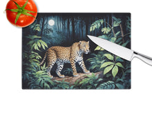 Load image into Gallery viewer, Leopard Nighttime in the Jungle Glass Cutting Boards – Durable, Decorative Kitchen Art