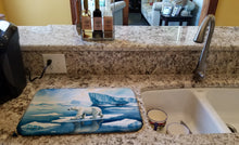 Load image into Gallery viewer, Polar Bear on the Ice Dish Drying Mat