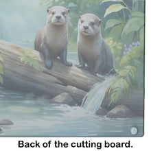 Load image into Gallery viewer, River Otters at Play Glass Cutting Boards – Durable, Decorative Kitchen Art