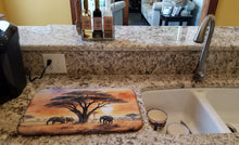 Load image into Gallery viewer, Elephants Savanna Sunrise Dish Drying Mat