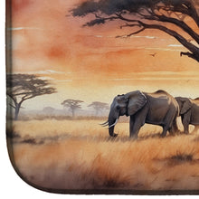 Load image into Gallery viewer, Elephants Savanna Sunrise Dish Drying Mat
