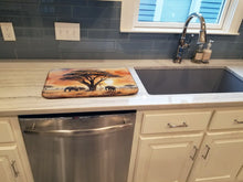 Load image into Gallery viewer, Elephants Savanna Sunrise Dish Drying Mat