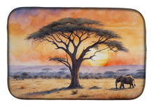 Load image into Gallery viewer, Elephants Savanna Sunrise Dish Drying Mat