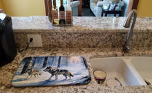 Load image into Gallery viewer, Winter Wolves Dish Drying Mat
