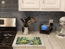 Load image into Gallery viewer, Woodland Spring Badgers Glass Cutting Boards – Durable, Decorative Kitchen Art