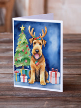 Load image into Gallery viewer, Airedale Terrier Christmas Reindeer Greeting Cards - Blank Note Cards – 8-Pack of Artist-Designed Cards with Envelopes
