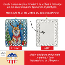 Load image into Gallery viewer, Akita Christmas Reindeer Porcelain Ornament