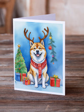Load image into Gallery viewer, Akita Christmas Reindeer Greeting Cards - Blank Note Cards – 8-Pack of Artist-Designed Cards with Envelopes