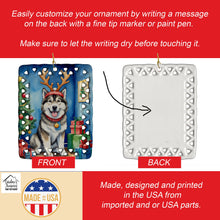 Load image into Gallery viewer, Alaskan Malamute Christmas Reindeer Porcelain Ornament