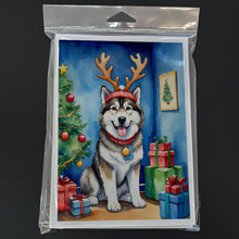 Load image into Gallery viewer, Alaskan Malamute Christmas Reindeer Greeting Cards - Blank Note Cards – 8-Pack of Artist-Designed Cards with Envelopes
