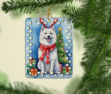 Load image into Gallery viewer, American Eskimo Christmas Reindeer Porcelain Ornament