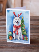 Load image into Gallery viewer, American Eskimo Christmas Reindeer Greeting Cards - Blank Note Cards – 8-Pack of Artist-Designed Cards with Envelopes