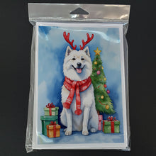 Load image into Gallery viewer, American Eskimo Christmas Reindeer Greeting Cards - Blank Note Cards – 8-Pack of Artist-Designed Cards with Envelopes