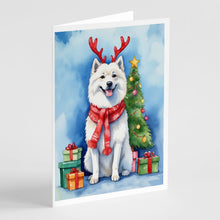 Load image into Gallery viewer, American Eskimo Christmas Reindeer Greeting Cards - Blank Note Cards – 8-Pack of Artist-Designed Cards with Envelopes