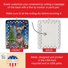 Load image into Gallery viewer, American Hairless Terrier Christmas Reindeer Porcelain Ornament