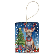 Load image into Gallery viewer, American Hairless Terrier Christmas Reindeer Porcelain Ornament