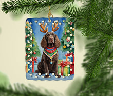 Load image into Gallery viewer, American Water Spaniel Christmas Reindeer Porcelain Ornament