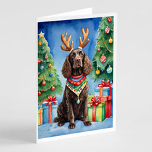 Load image into Gallery viewer, American Water Spaniel Christmas Reindeer Greeting Cards - Blank Note Cards – 8-Pack of Artist-Designed Cards with Envelopes