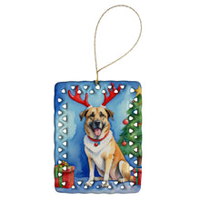 Load image into Gallery viewer, Anatolian Shepherd Dog Christmas Reindeer Porcelain Ornament